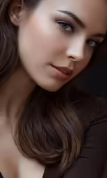 a very pretty girl with long brown hair