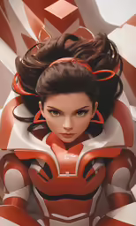 a woman is wearing futuristic armor and headpieces