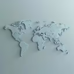 a white wall with an interesting world map