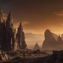 a man that is standing near some rocks