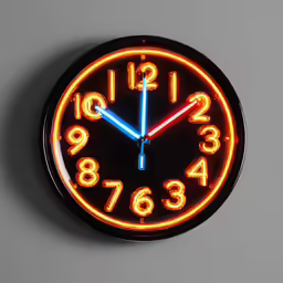 a lighted clock in the shape of a face