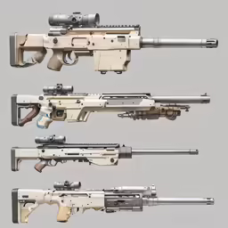 some drawings of different weapons, including a rifle and some smaller guns