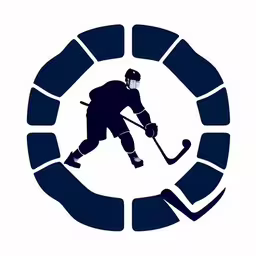 a picture of a hockey logo in the shape of a circle