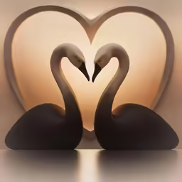 two swans making a heart with their necks