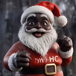 a close up of an animated santa claus figure