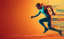 an artistic composite painting of a man running