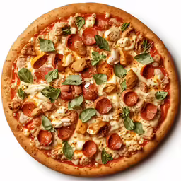 a small pizza has been sliced into several pieces
