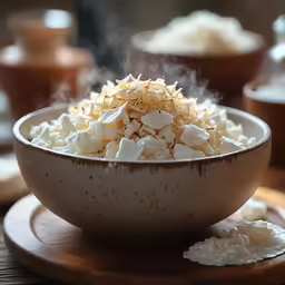 steaming marshmallows in a bowl on a plate