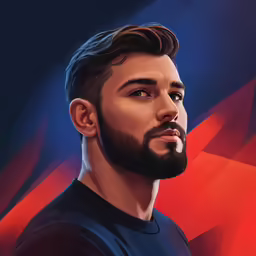 a bearded man with blue shirt and beard