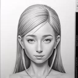 a drawing of a woman with blonde hair and hoop earrings