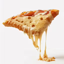 a piece of pizza is falling off its crust
