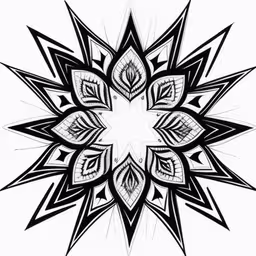 a geometric pattern with an arrow,the black and white design is in different directions