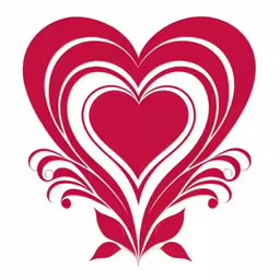 heart design with swirls and hearts, with red background,two hearts with swirly red and white shapes,a stylized red heart is shown in an artistic pattern,a heart is shown on a white background,a red heart with swirly decorations is placed on a white background