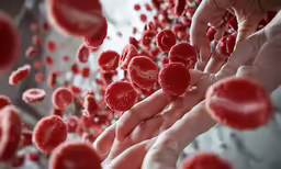 red blood cells are inside the hands of someone