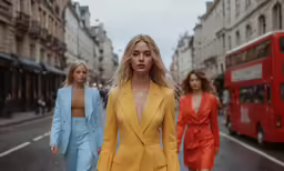 three woman walking on the street together