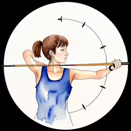 a woman is engaged in fencing with an iron,an artistic picture shows a woman with a bar
