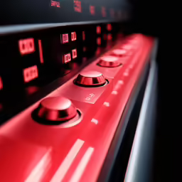 red lights on the inside of a stove and dial controls
