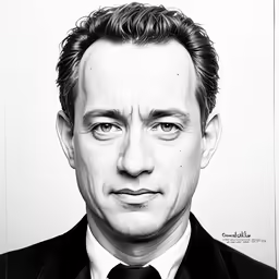 a black and white photo of a man in suit and tie