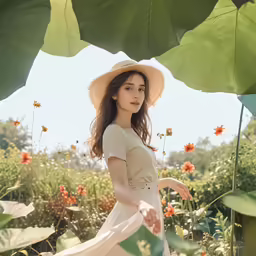 a young girl in a flower garden poses for a picture