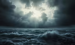 the sun shining over a sea with many clouds
