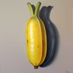 an upside down banana hanging on the wall