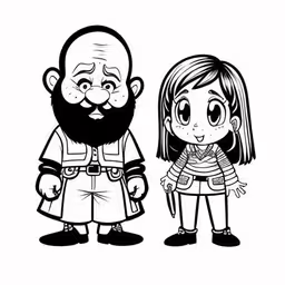 an illustration of the animated character from disney pixa,a little girl standing next to an older man
