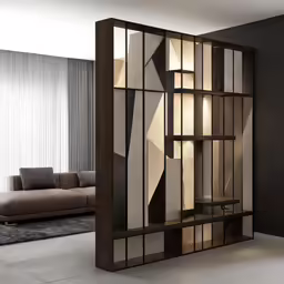 the large room divider is made out of glass