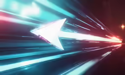 an arrow going into a light with red and blue colors