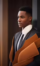 a black man standing wearing a suit and necktie