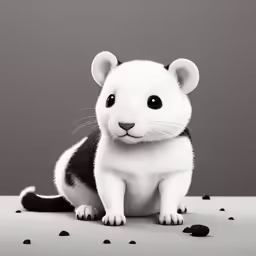 a toy white and brown rat with a black nose