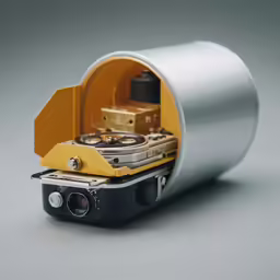 an old camera is open on a table