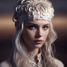 a woman with long hair and wearing a tiara