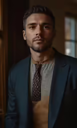 a man posing for a picture wearing a suit and a tie