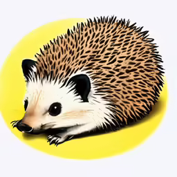 the hedgehog is sleeping on the yellow circle