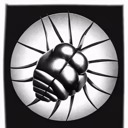 a black and white picture with a fist on it
