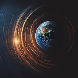 a earth shot from space showing the outer planets horizon