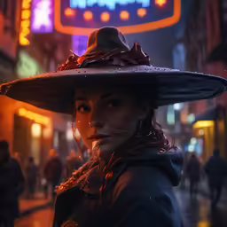 an older woman is standing outside in a witch hat