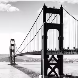 a black and white image of the golden gate bridge