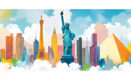 the statue of liberty on top of the city