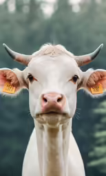 a white cow with a lot of ears and large ears