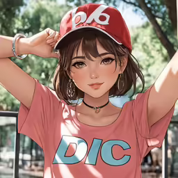 a girl with glasses wearing a baseball hat