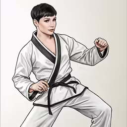 a drawing of elvis presley as he is performing karate