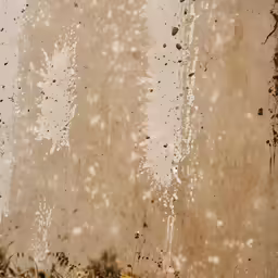 a brown teddy bear standing in the grass under a window
