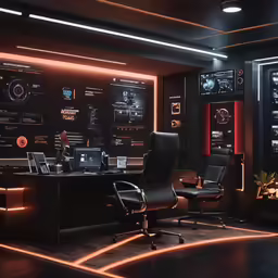 a office that has some type of work station in it