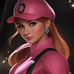 a pink dress up girl with a baseball cap