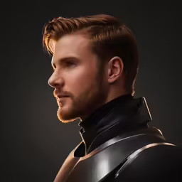 the man is wearing black with his hair styled like iron man