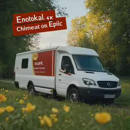 an advertisement for a chinese food truck is in the grass