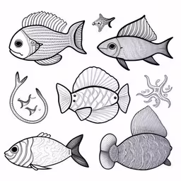 some small black and white animals are swimming in the water