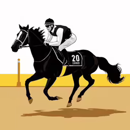 a man riding on the back of a black horse