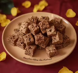 many different kind of fudge are on this plate